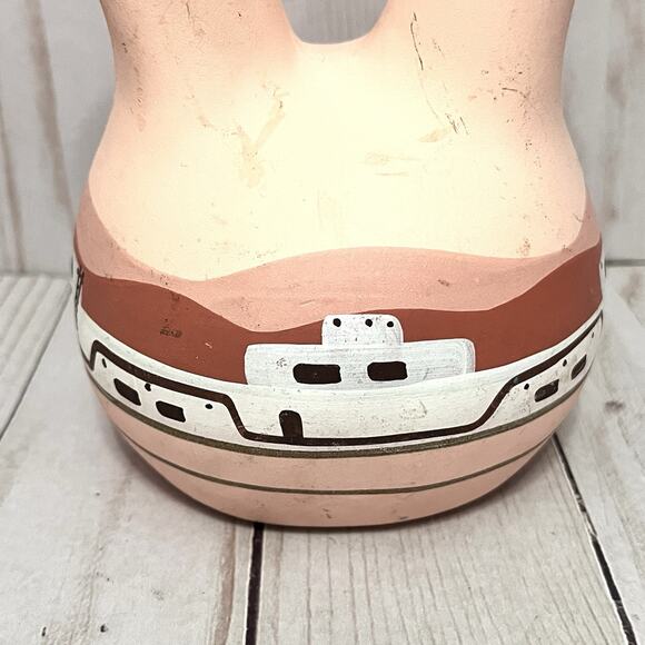 Vintage Southwestern Hand Painted Clay Pottery Wedding Vase 1980's TESA - Picture 2 of 8